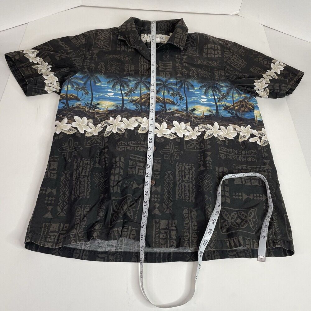 Vintage Hawaiian Button Up Shirt, XL, Bishop St. Apparel, Black Scenic - Picture 6 of 6
